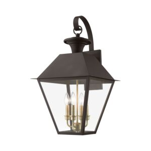 Wentworth 4-Light Outdoor Wall Lantern in Bronze w with Antique Brass Finish Cluster