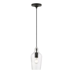 Avery 1-Light Mini Pendant in Black w with Brushed Nickel