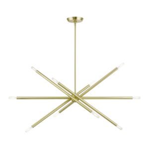 Soho 10-Light Linear Chandelier in Satin Brass