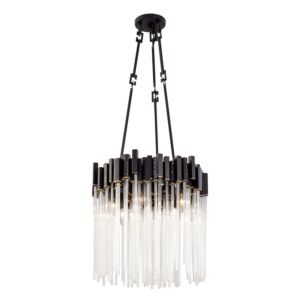 Matrix Six Light Pendant in Matte BlackFrench Gold by Varaluz