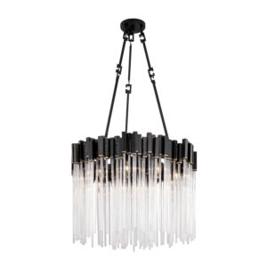 Matrix Nine Light Pendant in Matte BlackFrench Gold by Varaluz