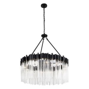 Matrix 12 Light Pendant in Matte BlackFrench Gold by Varaluz