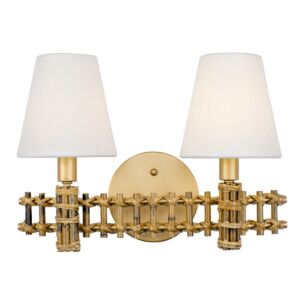 Nevis 2-Light Bathroom Vanity Light in French Gold