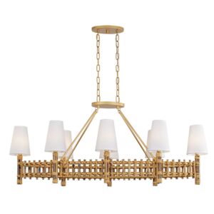 Nevis Eight Light Linear Pendant in French Gold by Varaluz