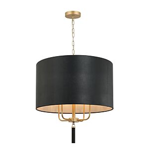 Secret Agent Four Light Pendant in Painted GoldBlack Leather by Varaluz