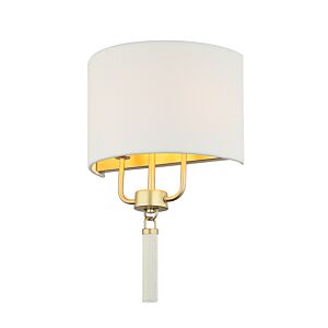 Secret Agent Two Light Wall Sconce in Painted GoldWhite Leather by Varaluz