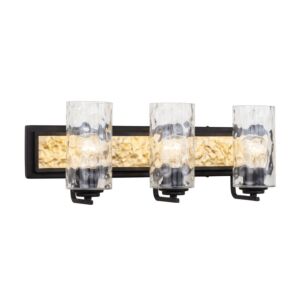 Hammer Time Three Light Bath in CarbonFrench Gold by Varaluz