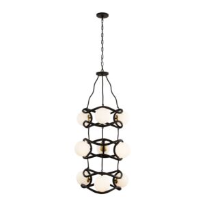 Black Betty Nine Light Foyer Pendant in CarbonFrench Gold by Varaluz