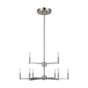 Fullton LED Chandelier in Brushed Nickel by Visual Comfort Studio