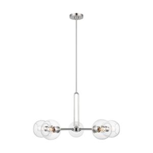 Codyn Five Light Chandelier in Brushed Nickel by Visual Comfort Studio