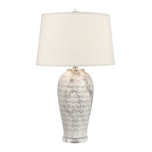 Causeway Waters 1-Light Table Lamp in White Marbleized