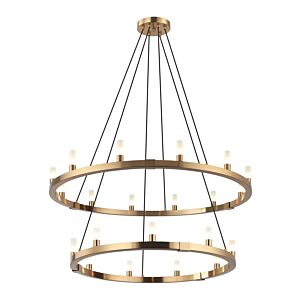 Cascadian 21 Light Chandelier in Aged Gold Brass by Matteo Lighting