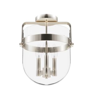 Hunter Karloff 3-Light Semi-Flush Mount in Brushed Nickel