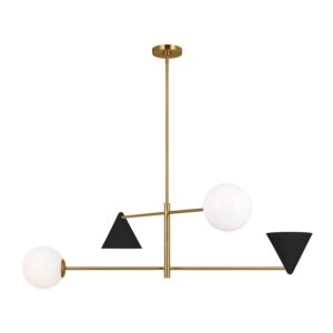 Cosmo 4-Light Chandelier in Midnight Black and Burnished Brass