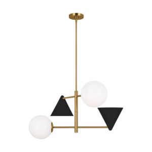 Cosmo Four Light Chandelier in Midnight Black and Burnished Brass by Visual Comfort Studio