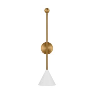 Cosmo 1-Light Bathroom Vanity Light Fixture in Matte White and Burnished Brass