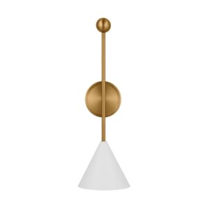 Cosmo 1-Light Bathroom Vanity Light Fixture in Matte White and Burnished Brass