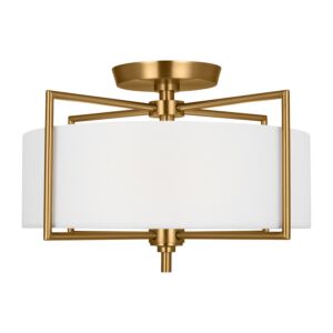 Perno Two Light Semi Flush Mount in Burnished Brass by Visual Comfort Studio