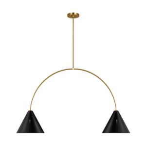 Cambre LED Linear Chandelier in Midnight Black and Burnished Brass by Visual Comfort Studio