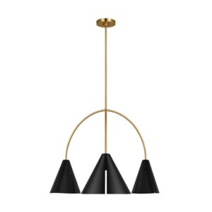 Cambre 3-Light LED Chandelier in Midnight Black and Burnished Brass