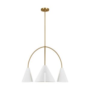 Cambre LED Chandelier in Matte White and Burnished Brass by Visual Comfort Studio