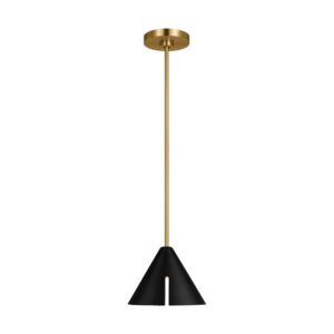 Cambre 1-Light LED Pendant in Midnight Black and Burnished Brass