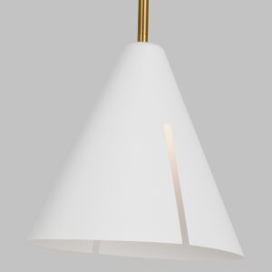 Cambre 1-Light LED Pendant in Matte White and Burnished Brass