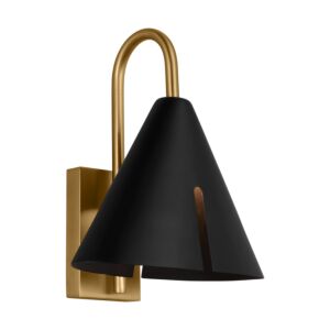 Cambre LED Wall Sconce in Midnight Black and Burnished Brass by Visual Comfort Studio