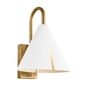 Cambre LED Wall Sconce in Matte White and Burnished Brass by Visual Comfort Studio