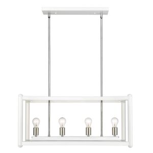 Coyle 8-Light Linear Pendant Light in White with Polished Nickel Cluster