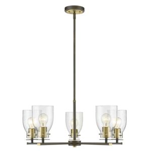 Shelby 5-Light Chandelier Light in Oil Rubbed Bronze and Antique Brass