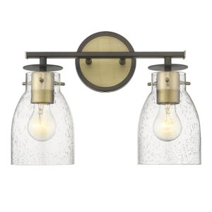 Shelby 2-Light Bathroom Vanity Light in Oil Rubbed Bronze and Antique Brass