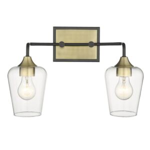 Gladys 2-Light Bathroom Vanity Light in Antique Brass and Black