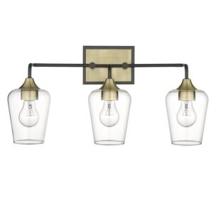 Gladys 3-Light Bathroom Vanity Light in Antique Brass and Black