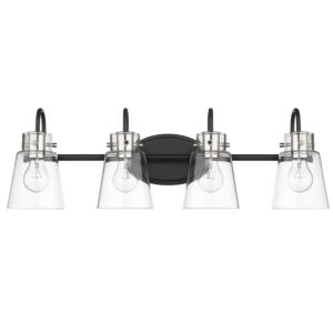 Bristow 4-Light Bathroom Vanity Light in Matte Black and Polished Nickel