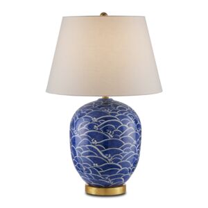 Nami  Table Lamp in Blue White Gold Leaf by Currey and Company