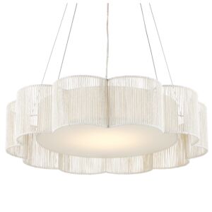 Ancroft LED Chandelier in White Contemporary Silver Leaf by Currey and Company