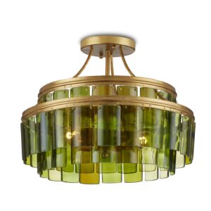 Vintner  Semi Flush Mount in Contemporary Gold Leaf Green by Currey and Company