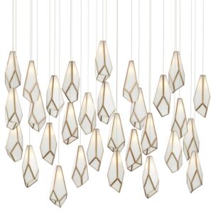 Glace 30 Light Pendant in White Antique Brass by Currey and Company