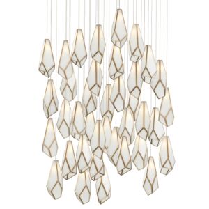 Glace 36 Light Pendant in White Antique Brass by Currey and Company