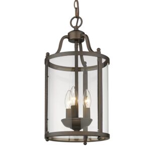 Payton RBZ Three Light Pendant in Rubbed Bronze by Golden