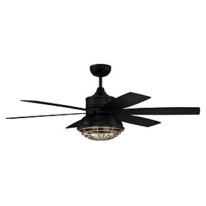 Craftmade Rugged 2-Light Outdoor Ceiling Fan in Flat Black with Satin Brass