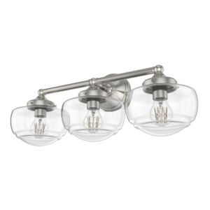 Hunter Saddle Creek Clear Seeded Glass 3-Light Bathroom Vanity Light in Brushed Nickel