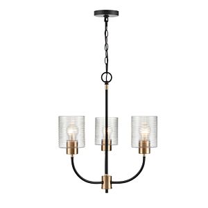 Renitta 3-Light Chandelier in Matte Black Modern Gold