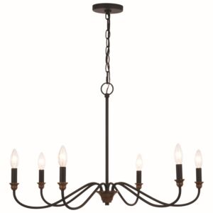 Annabelle 6-Light Chandelier in Matte Black and Brushed Walnut