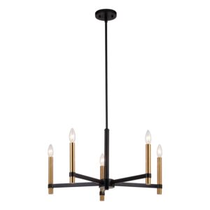 Damen 5-Light Chandelier in Matte Black and Natural Brass