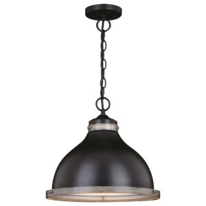 Sheffield 1-Light Pendant in New Bronze and Distressed Ash with Light Silver Inner