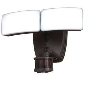 Zeta 2-Light LED Outdoor Motion Sensor Security Flood Light in Bronze