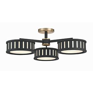 Kendal 6-Light Semi-Flush Mount in Vibrant Gold with Black Forged