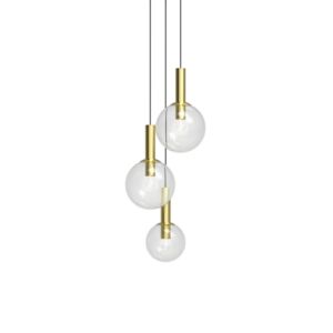 Bubbles Three Light Pendant in Satin Brass by Sonneman